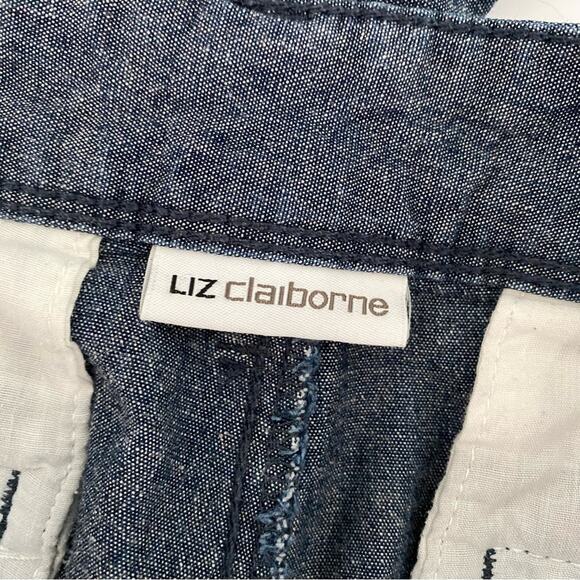 5/$25 Liz Claiborne Chambray Cotton Anchor Nautical Straight Leg Pants 10 - Picture 8 of 9